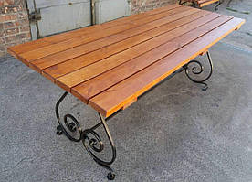 Стіл Пікнік 1,5х0,86м, кований стіл, стіл із дерева, дерев'яний стіл