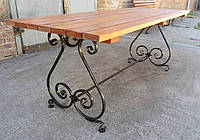 Стол Пикник 2х0,76м, кованый стол, стол из дерева, деревянный стол, металлический стол, стол на дачу