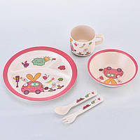 Дитячий набір посуду з бамбука Автоледі xiyibaby