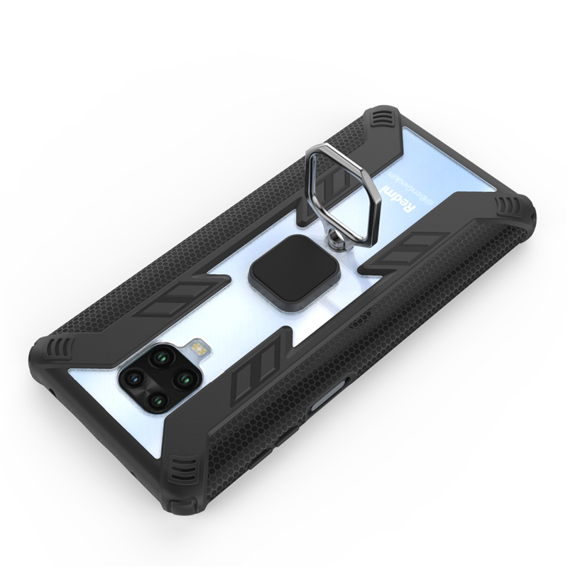 

Защитный прозрачный чехол с кольцом подставкой для Xiaomi Redmi Note 9 Pro черный