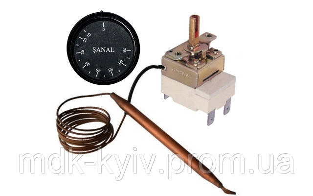 FSTB 75C Термостат для бойлера, капиллярный с ручкой, Toff=75°С, L=850мм, однофазный, 250V 16A, Турция - фото 2 - id-p50054634