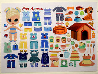 Фетр з принтом Лялька з одягом: Єва Адамс (Корейський м'який 1,2 мм)