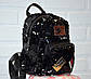 Чорний жіночий рюкзак, двобічні паєтки, з нашивками, фото 2