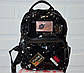 Чорний жіночий рюкзак, двобічні паєтки, з нашивками, фото 3