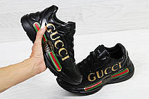 Модні кросівки Gucci,чорні, фото 3
