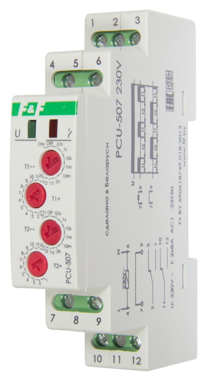 Реле часу РСU-507 багатофункціональний 0,1 сек. - 24 доби 230В F&F