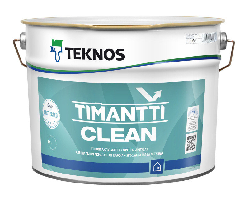 Краска антимикробная с серебром TEKNOS TIMANTTI CLEAN для влажных помещений транспарентная (база 3) 9л - фото 2 - id-p674661748
