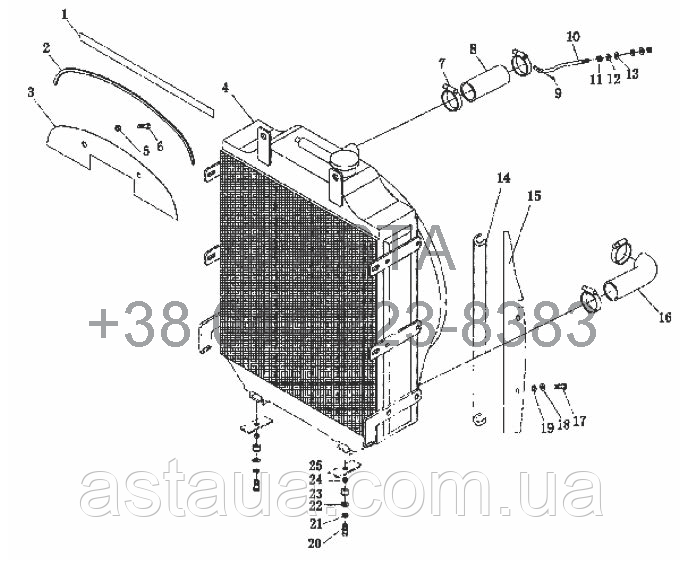 Радиатор в сборе на YTO-X804 - фото 1 - id-p57079516