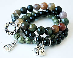 Браслетики з яшми, агата, змійовика