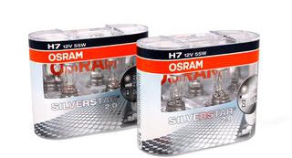 Автолампа H7 12 V 55 W PX26d Silverstar 2.0 + 60% (К-кт 2 шт.) — Osram — 64210 SV2 HCB DUO