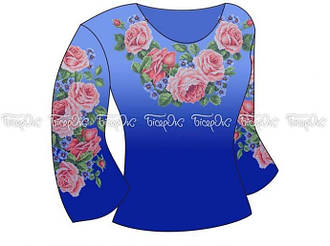 Б-47 ГК Заготовка для жіночої блузки "Квітковий Розмай" (синій габардин) 