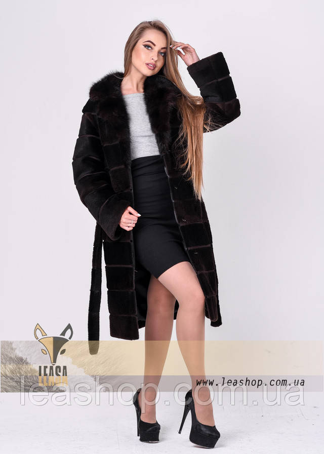 Зимняя шуба с натуральным мехом куницы ФОТО Женская шуба из меха куницы ФОТО