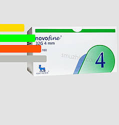 Голки для інсулінових шприц-ручок Новофайн 4 мм - Novofine 32G 4mm, #100