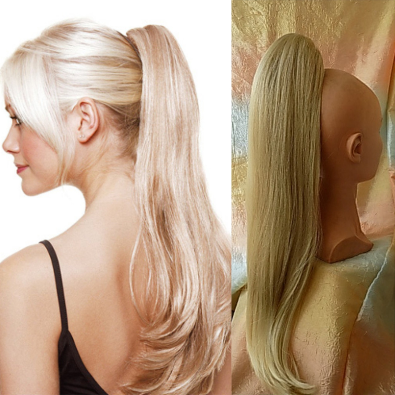 Хвіст шиньон прямий на крабі платиновий блонд Т4050-15ВТ613, фото 1