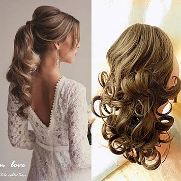 Хвіст шиньон кучерявий на крабі світло-русявий 6871-12