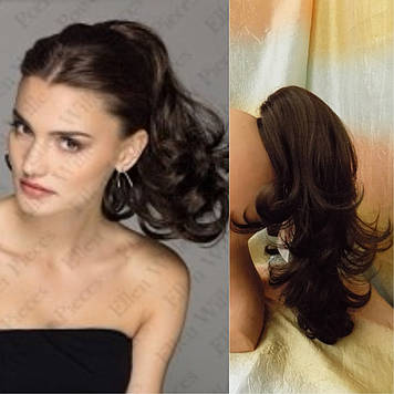 Хвіст шиньон двухсторонній на крабі шоколадний Т95-6