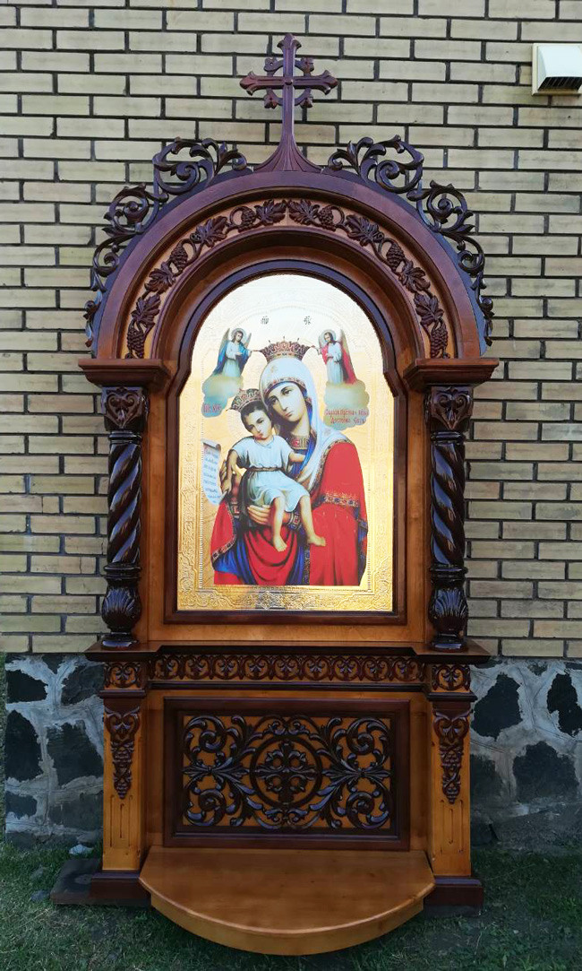 Підлоговий церковний кіот під лак, висота 2.7 м., фото 1