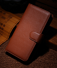 Кожаный чехол книжка для Nokia Lumia 630 коричневый