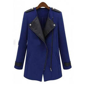 Пальто жіноче зі шкіряними вставками демісезонне