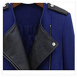 Пальто жіноче зі шкіряними вставками демісезонне, фото 2
