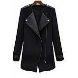 Пальто жіноче зі шкіряними вставками демісезонне, фото 3