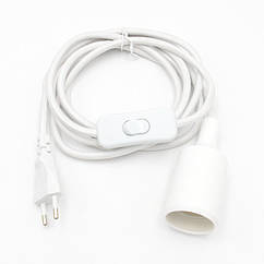 Підвісний світильник 3 м, з вимикачем і вилкою, білий