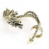 Жіноча сережка дракон BONLAVIE, кафф сережка на все вухо Дракон, фото 2