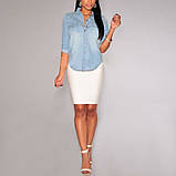 Жіноча джинсова сорочка з довгим рукавом, жіноча повсякденна сорочка, фото 2