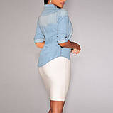 Жіноча джинсова сорочка з довгим рукавом, жіноча повсякденна сорочка, фото 3