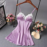 Жіночий короткий пеньюар, нічна шовкова сорочка з V-подібним вирізом, нічний пеньюар, фото 5