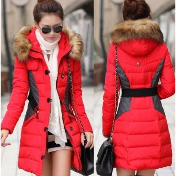 ЗИМНИЙ ПУХОВИК З КОНТРАСТНИМИ ВСТАВКАМИ, фото 1