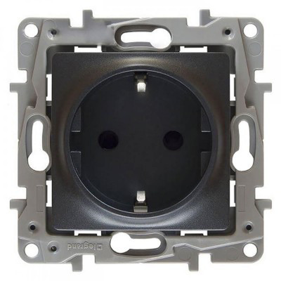 Розетка з ЗК Антрацит ETIKA LEGRAND 672621