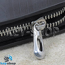 Ключниця кишенькова (шкіряна, чорна, з візерунком, на блискавці, з карабіном, з кільцем), логотип авто Acura (Акура), фото 2