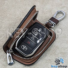 Ключниця кишенькова (коричнева, з візерунком, на блискавці, з карабіном, з кільцем), логотип авто Toyota (Тойота), фото 2