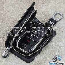 Ключниця кишенькова (чорна, з тисненням, на блискавці, з карабіном, кільцем), логотип авто Toyota (Тойота), фото 2