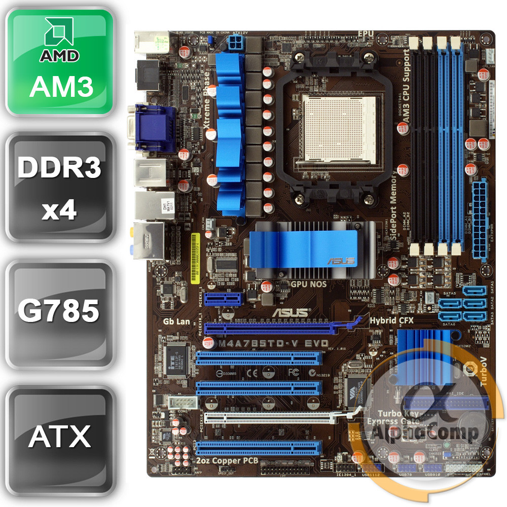 Материнська плата Asus M4A785TD-V EVO (AM3 • AMD 785G • 4 × DDR3) 140w БУ