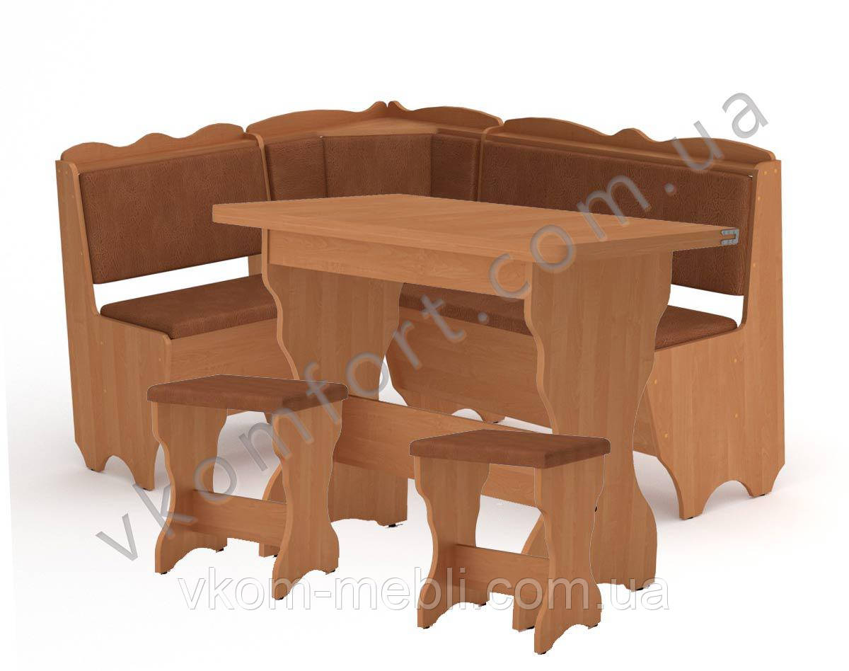 Кухонний куточок Родос комплект (стіл КС-3 розкладний+диван+2 табурета Т1), фото 1