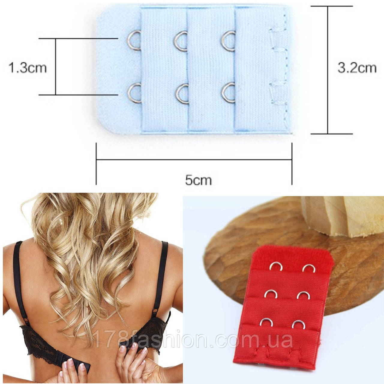 Розширювач на 2 гачки для бюстгальтера, червоний, фото 1