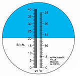 Рефрактометр RHW - 25 Brix /ATC(REF503/51) з двома шкалами (Brix 0-40%) і (спирт 0-25%) виноробам і пивоварам, фото 2