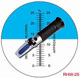Портативний рефрактометр RHW-25. Зі шкалою для вимірювання алкоголю (0-25%), фото 2