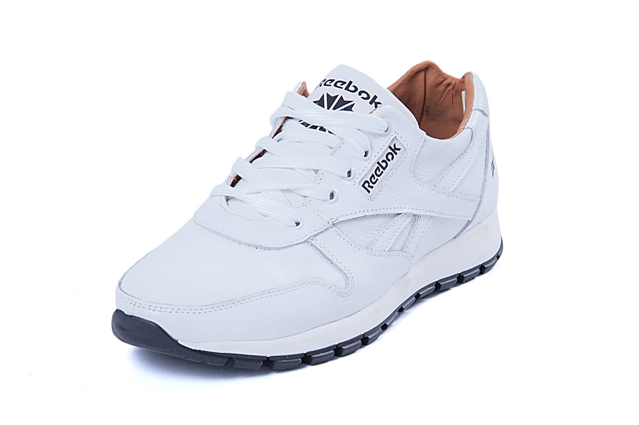 Мужские кожаные кроссовки Reebok Classic White Pearl - фото 2 - id-p726653038