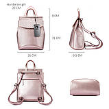 Рюкзак сумка трансформер жіночий шкіряний з тисненням під рептилію (фрезовий), фото 2