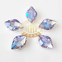 Стрази в срібних ланцюгах Лимонки, 12х19мм, колір Lt Purple AB, 1 шт.
