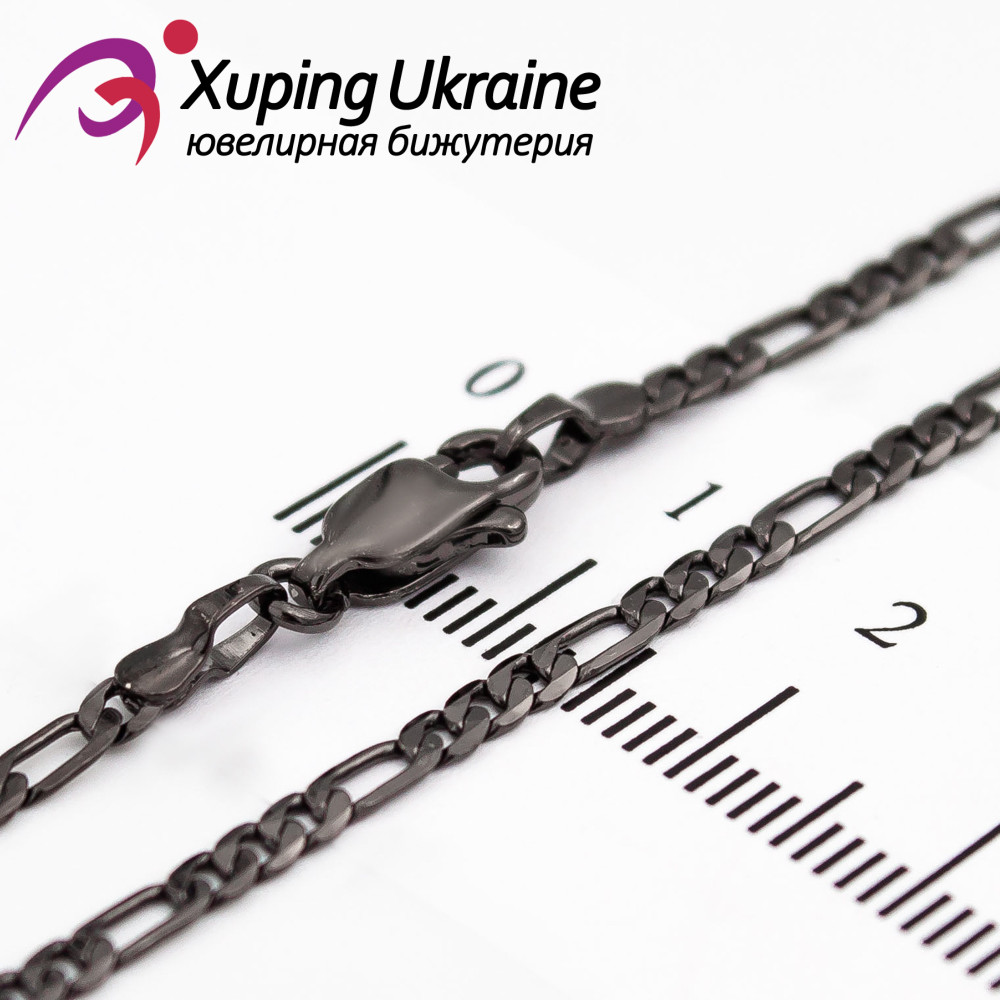 Ланцюжок Xuping плетіння картьє (фігаро) 0,2/50 см чорний родій, фото 1