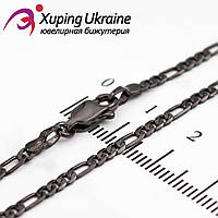 Ланцюжок Xuping плетіння картьє (фігаро) 0,2/50 см чорний родій
