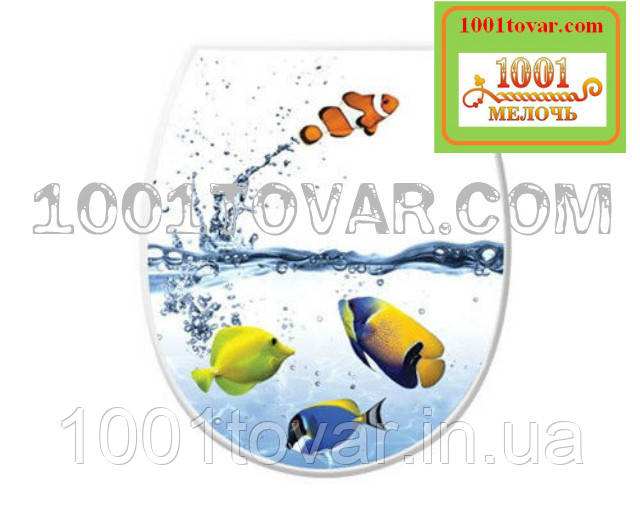 Пластикове сидіння з кришкою для унітазу "Рибки", фото 1