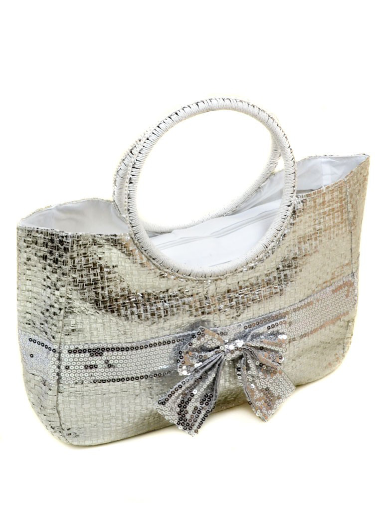 Сумка Жіноча Кошик текстиль PC5491R natural silver. Пляжні сумки гуртом і в роздріб в Україні Одеса 7 км