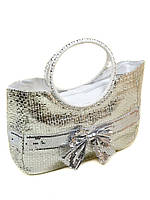 Сумка Жіноча Кошик текстиль PC5491R natural silver. Пляжні сумки гуртом і в роздріб в Україні Одеса 7 км