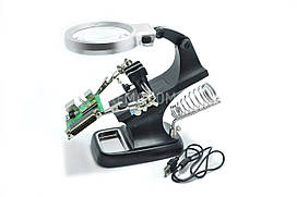 Третя рука для паяння TH-7023B тримач плат із підставкою для паяльника, Led підсвітка кругова