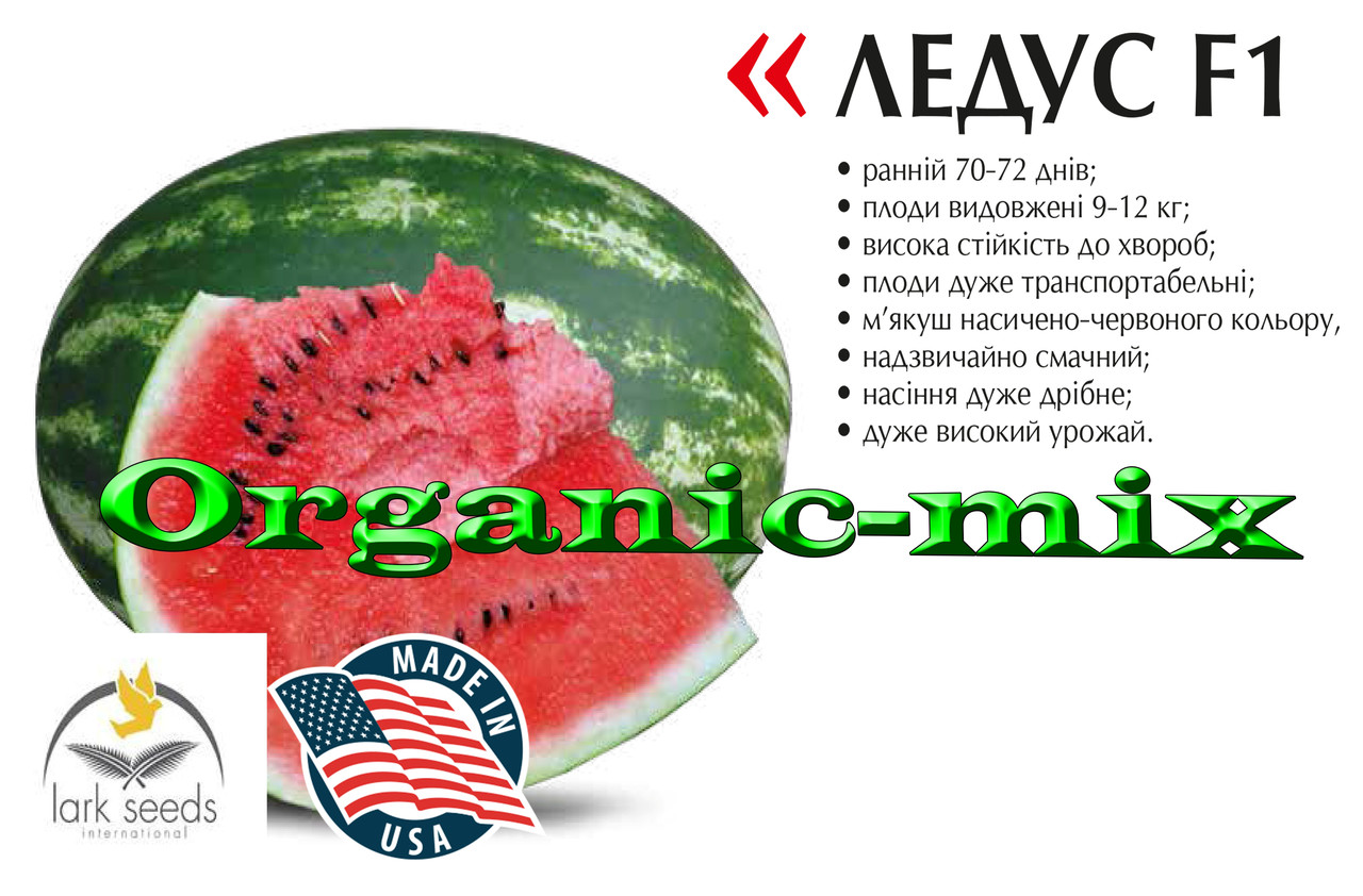 Насіння, кавун ЛЕДУС F1 / LEDUS F1, LARK SEEDS (США), 1000 насіння